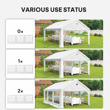 6x4m Party Tent Marquee | Galvanised Steel | UPF30+ Canopy | 2 Windows & Doors | 20 Stakes | White