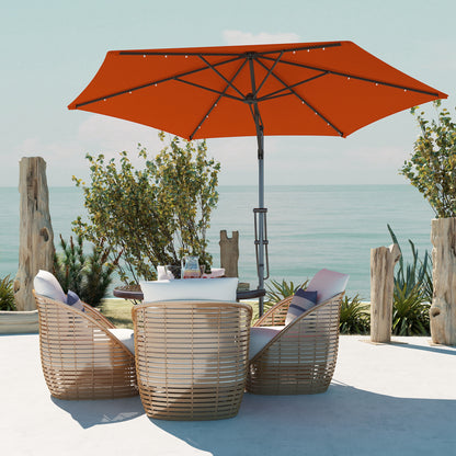 Outsunny 3(m) Garden Parasol Cantilever Umbrella with Solar LED - Orange