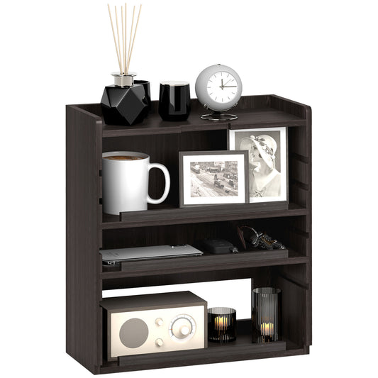 Four-Tier Desktop Organiser Storage Rack Cabinet - Dark Brown