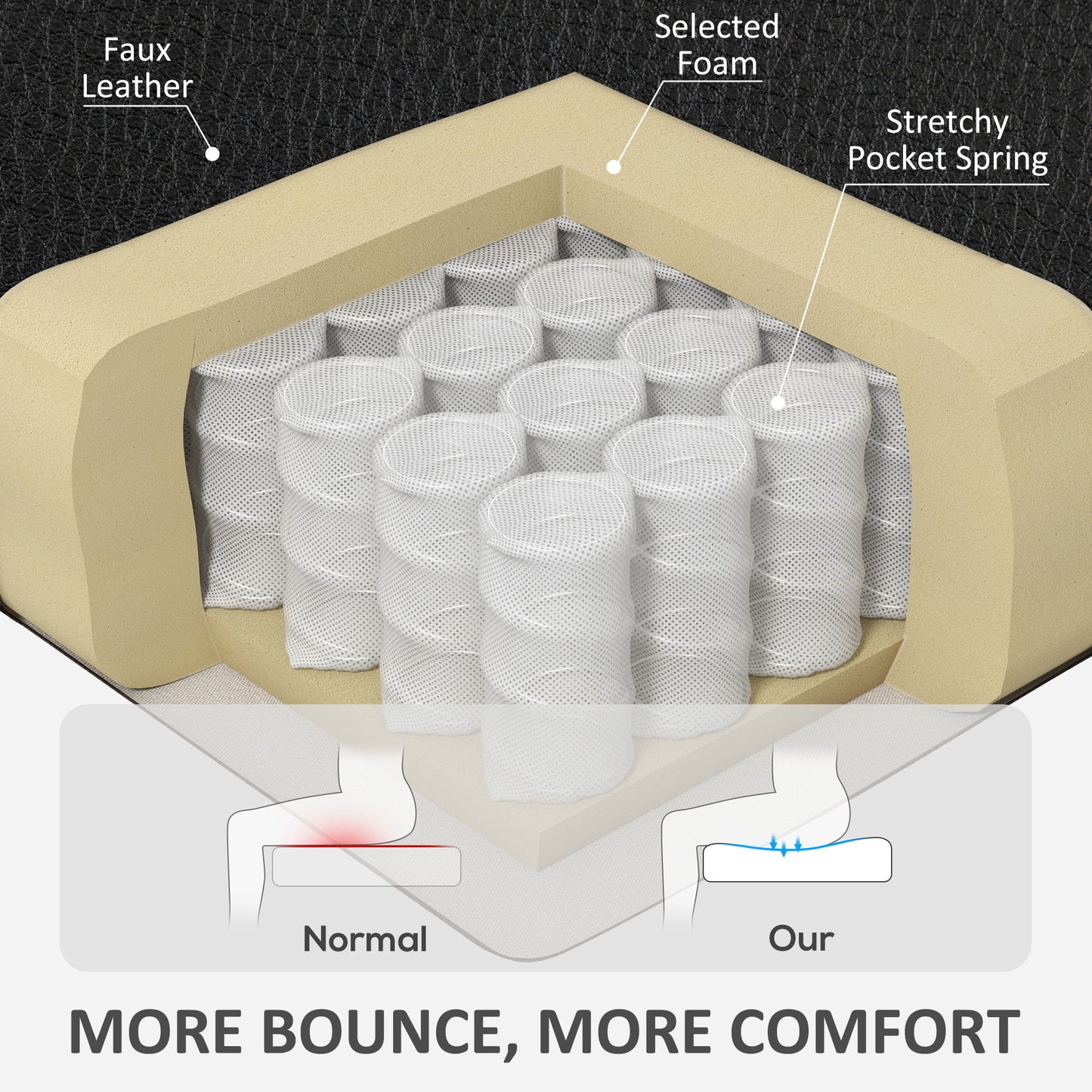 Faux Leather Reclining Office Chair, with Footrest - Black