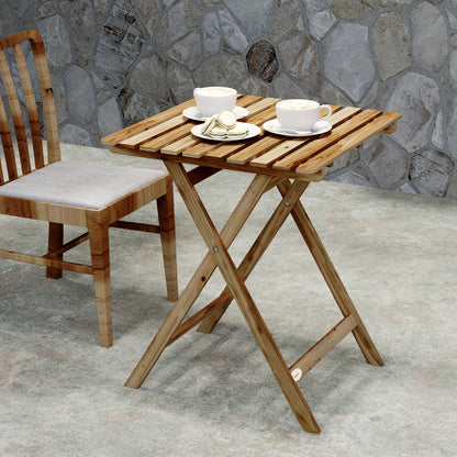 Outsunny Outdoor Coffee Table Foldable Wooden Garden Table for Patio Balcony Natural Wood