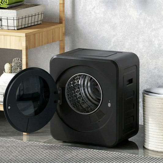 Vented Tumble Dryer, 4 kg Front Tumble Dryer with Stainless Steel Tub, 800W Compact Freestanding Black