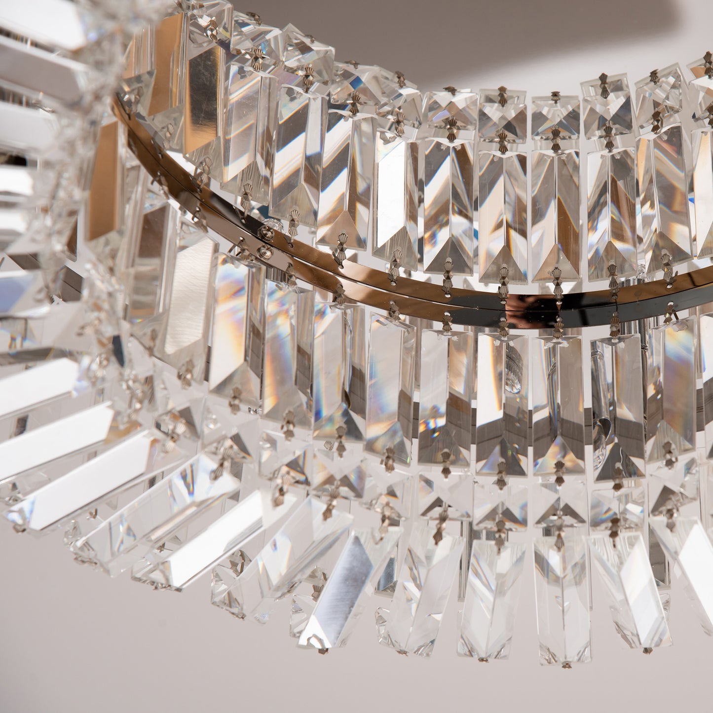 Set of 2 Crystal Ceiling Chandeliers | Flush Mount | Silver Tone | Ø50cm