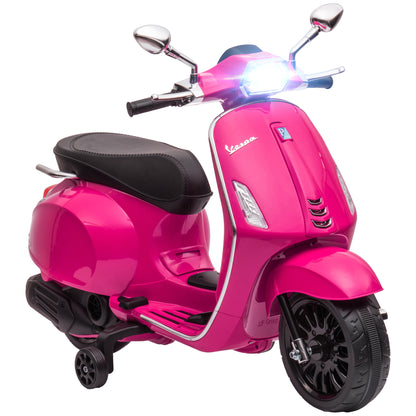 AIYAPLAY 12V Vespa Licensed Kids Electric Motorbike w/ Music, Headlights, FM Radio, for 3-6 Years