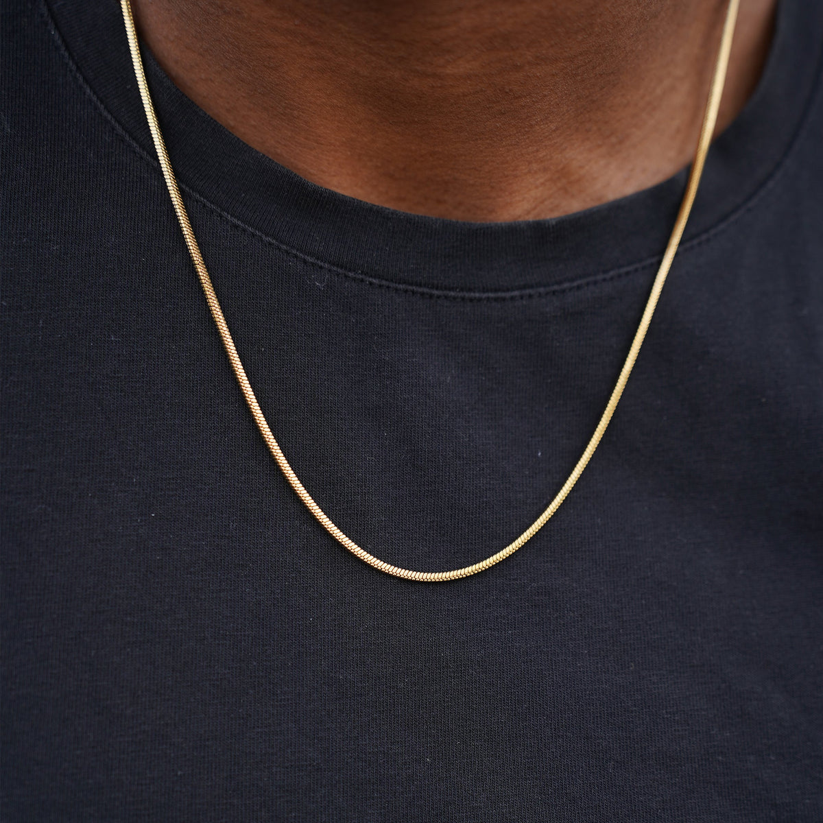 Thomas & George Gold-Tone Snake Chain Necklace | 55cm Stainless Steel Chain | Slim 2mm Width & Minimalist Style