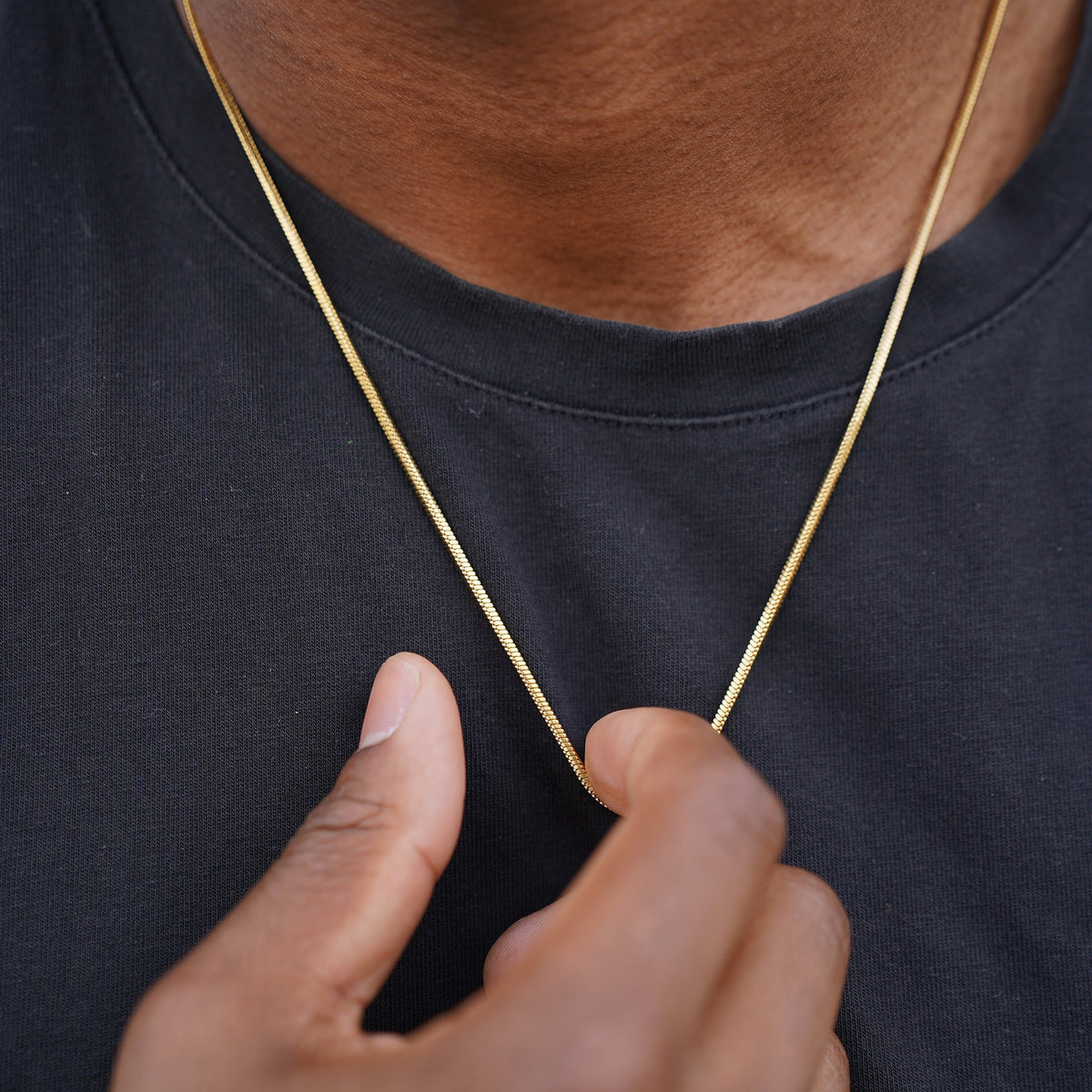 Thomas & George Gold-Tone Snake Chain Necklace | 55cm Stainless Steel Chain | Slim 2mm Width & Minimalist Style