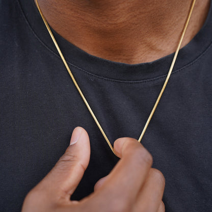 Thomas & George Gold-Tone Snake Chain Necklace | 55cm Stainless Steel Chain | Slim 2mm Width & Minimalist Style