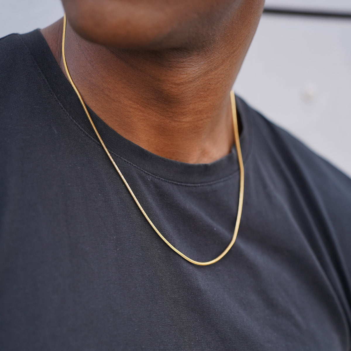 Thomas & George Gold-Tone Snake Chain Necklace | 55cm Stainless Steel Chain | Slim 2mm Width & Minimalist Style