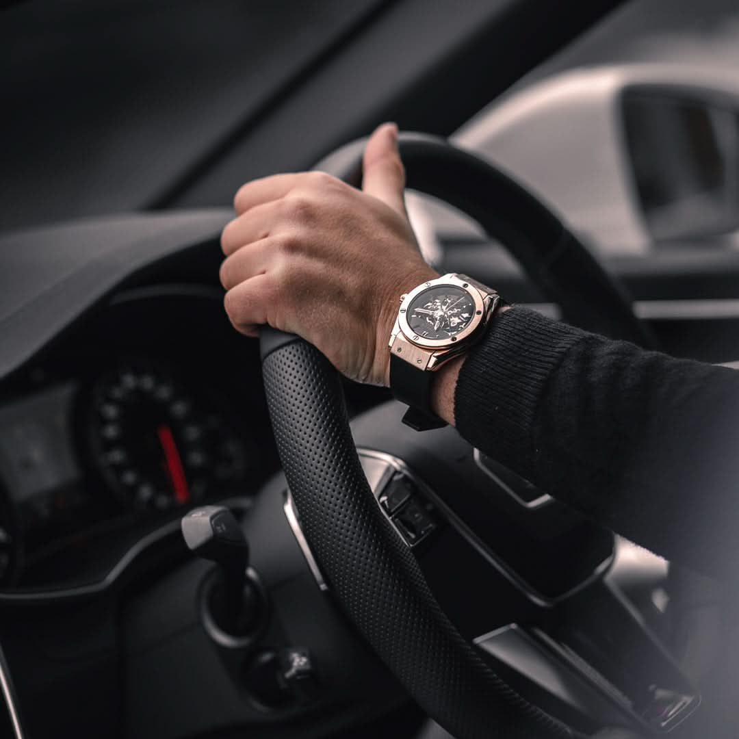 Thomas & George Norway Automatic Skeleton Watch | 42mm Rose-Gold-Tone Alloy Case & Black Dial | Flexible Black Silicone Strap | Optional Luxury Box