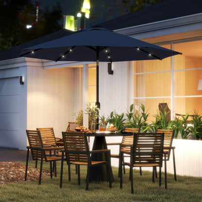 Outsunny 2.7m Outdoor Garden Umbrella with 24 LEDs Lights, Blue