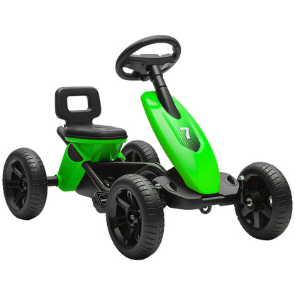 AIYAPLAY Pedal Go Kart for Kids 2-5 Years, with Silent EVA Wheels, Metal Frame, Pink / Blue / Yellow / Green