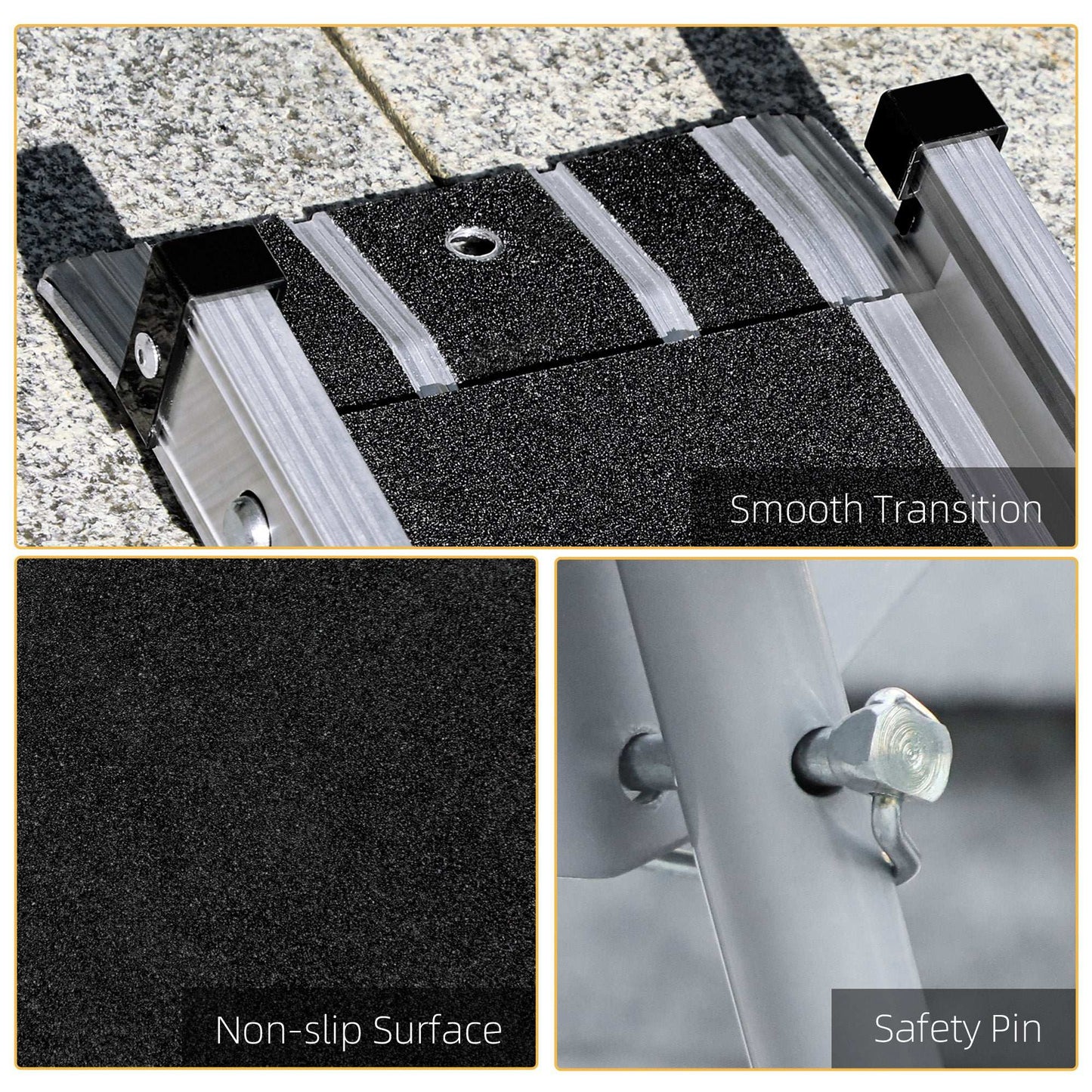 Telescopic Wheelchair Ramps 244L x 19.5Wcm, 270kg, Folding Aluminium Door Threshold Ramps For Home, Mobility Scooters, Doorways, Steps