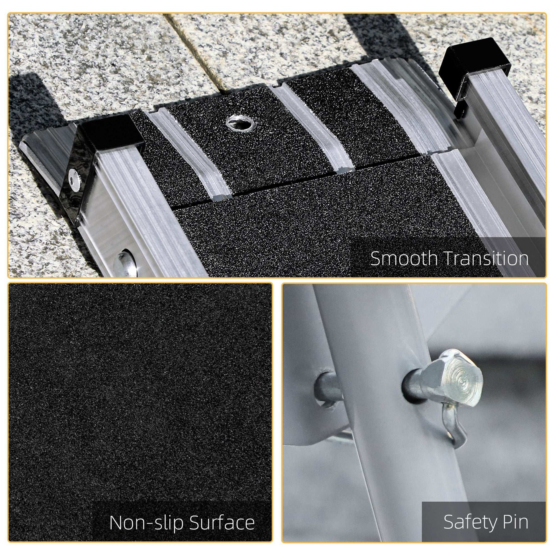 Telescopic Wheelchair Ramps 244L x 19.5Wcm, 270kg, Folding Aluminium Door Threshold Ramps For Home, Mobility Scooters, Doorways, Steps