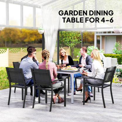 Outsunny Garden Table for 4-6, 120 x 70 cm Outdoor Dining Table with Rust-Resistant Aluminium Frame, for Patio, Terrace, Balcony, Black
