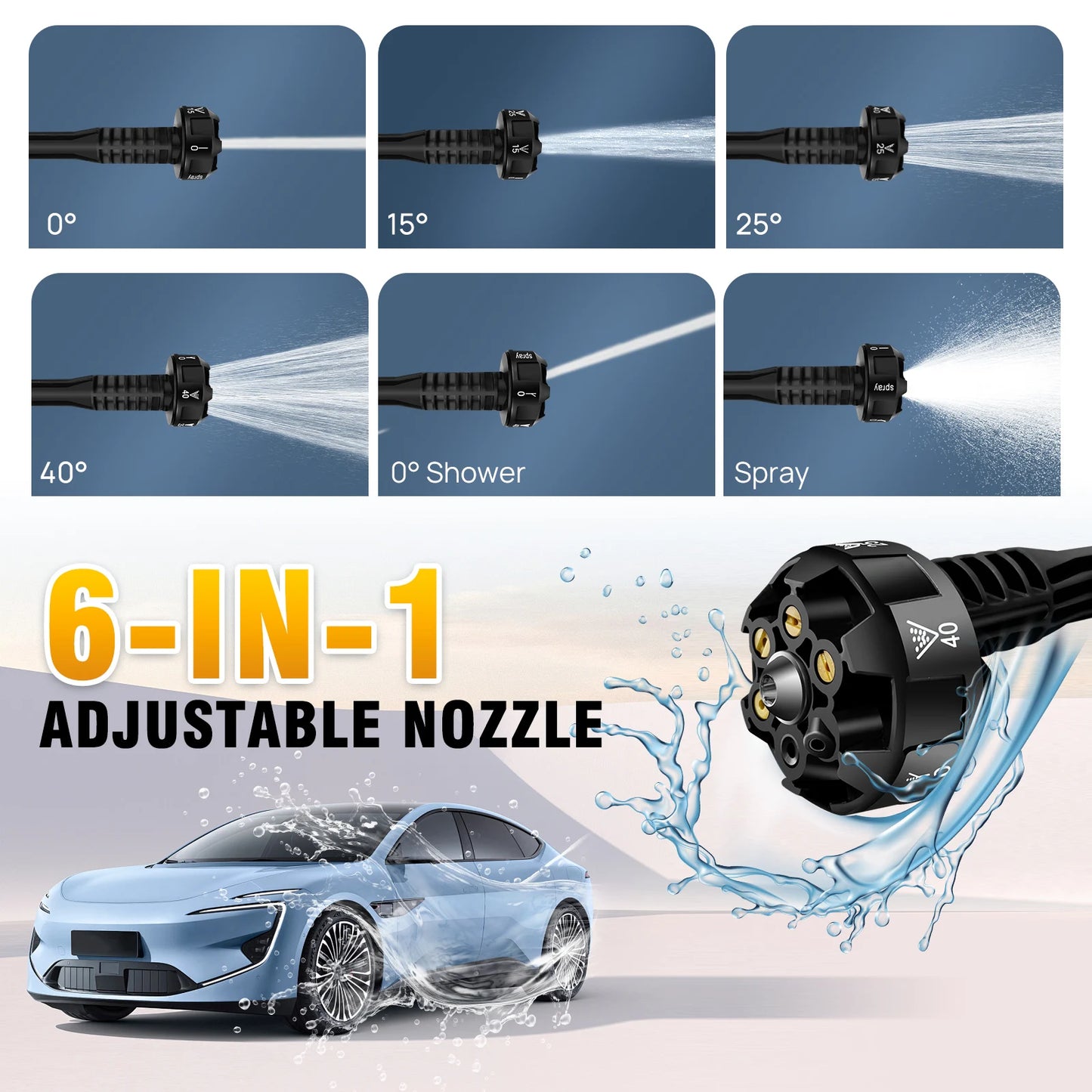 DayPlus Cordless Pressure Washer Portable Power Cars Washer Cleaner 3.0Ah Battery Powered High Pressure  for Garden Floor,150BAR