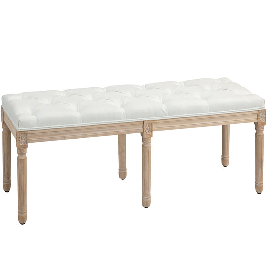 Retro Vintage Style French Look Bed End Bench - Cream White