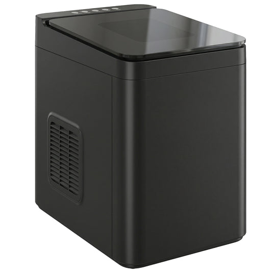 Countertop Ice Maker Machine – 9 Cubes in 7 Mins, 12kg/24hr, 1.5L Tank, Touchscreen, Self-Cleaning, 2 Bullet Sizes, Quiet 46dB – Black