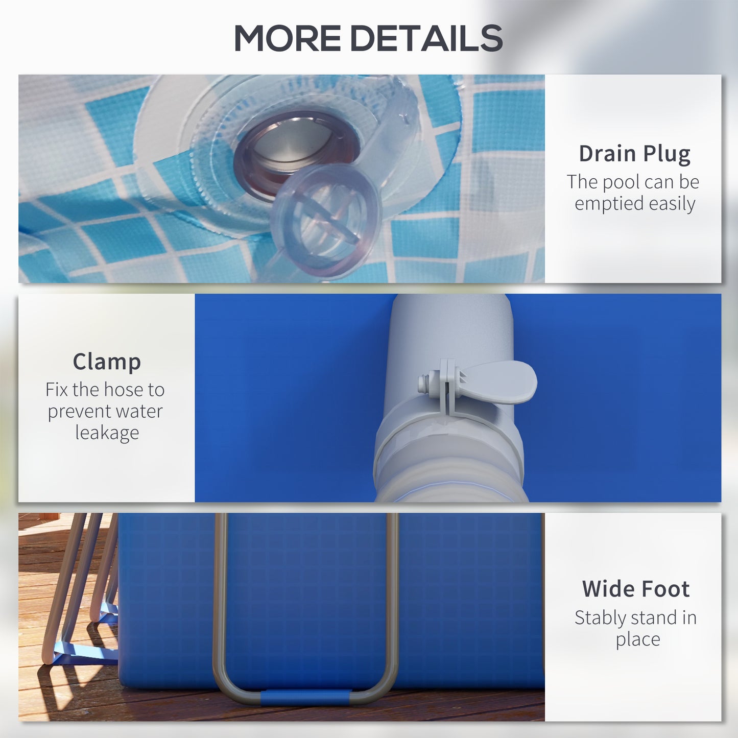 Outsunny 207 x 400cm Five-Person Above Ground Swimming Pool, with Ladder - Blue