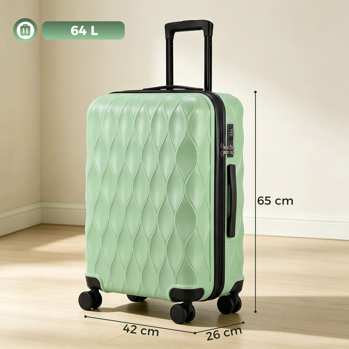 2-Piece Hard Shell Luggage Set | TSA Lock with USB Port | 20 & 12 Inch Spinner Suitcases | 41L + 14L Capacity | Green or Black