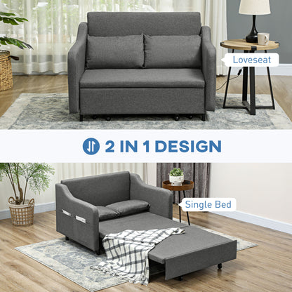 Two-Seater Pull-Out Sofa Bed - Grey