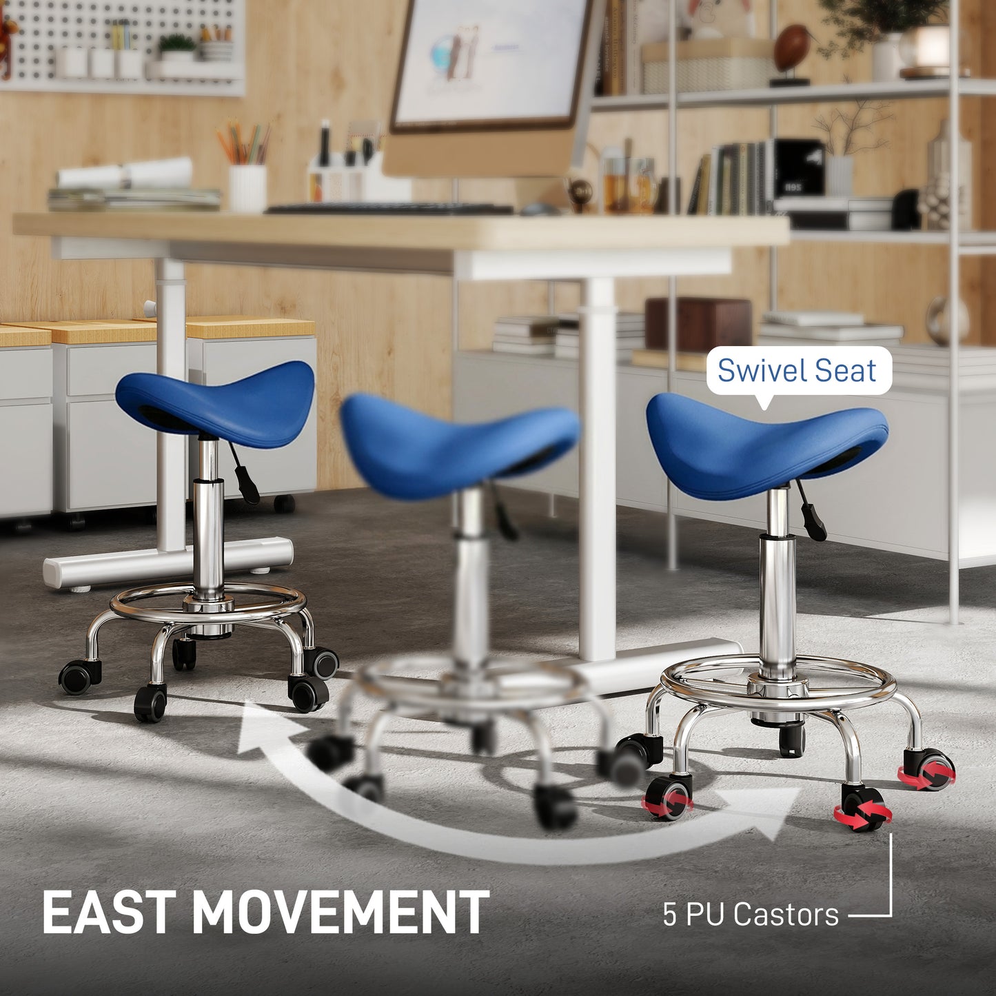 Salon Saddle Stool, Rolling Saddle Chair for Massage, Spa, Clinic, Beauty, Hairdressing and Tattoo