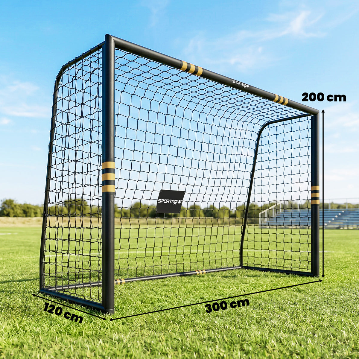10 x 6.5ft Football Goal | Metal Frame | EPE Foam Padding | PE Net | Ground Stakes | Garden & Park Training | Yellow