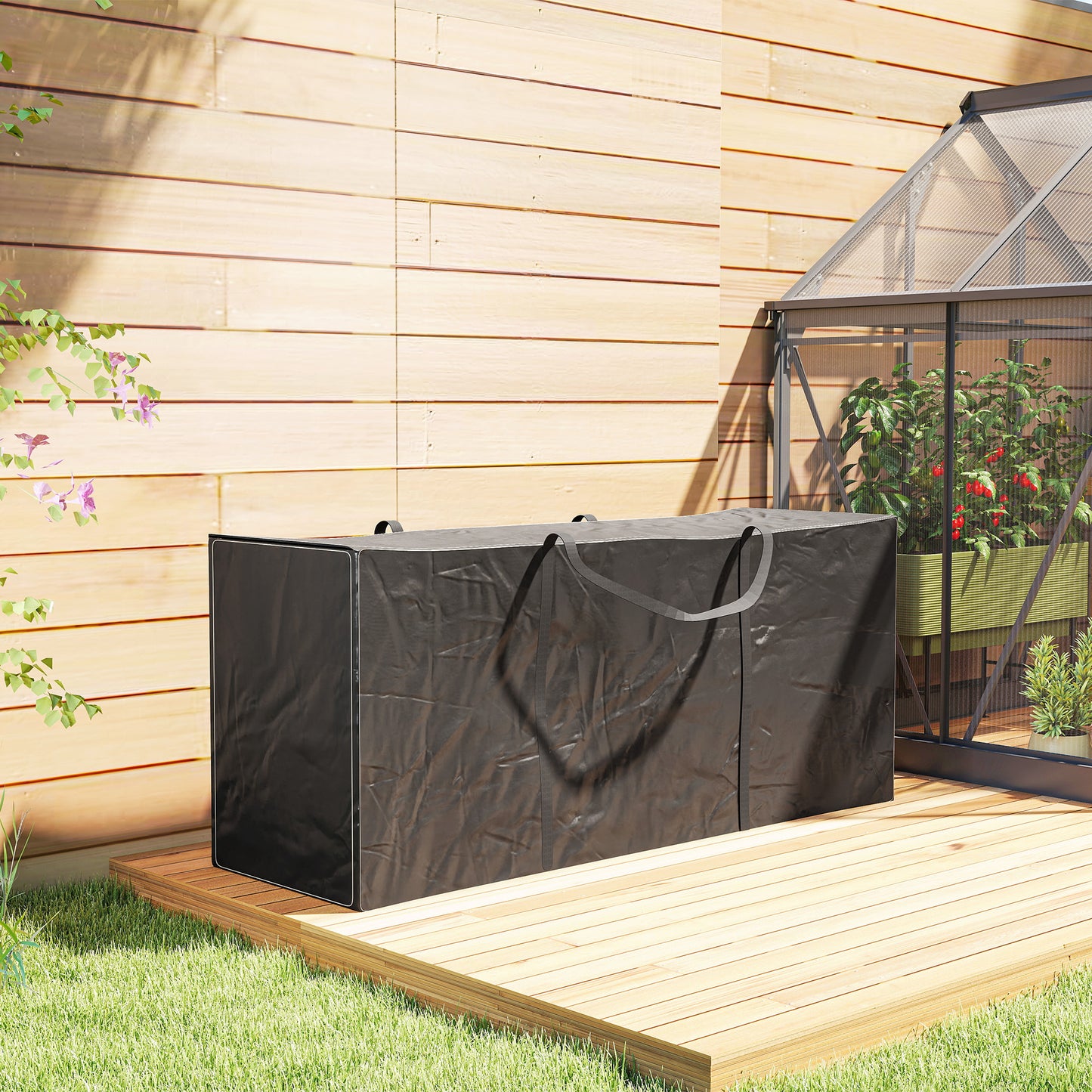720 L Outdoor Garden Cushion Storage Bag, Heavy Duty 600D Oxford Fabric Waterproof Garden Furniture Cushion Storage Bag with 2-Way Zip