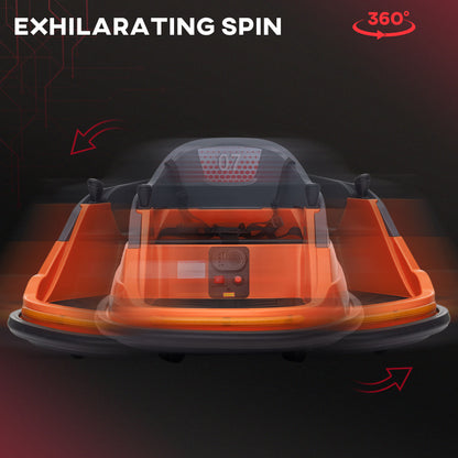 Kids Bumper Car, 360° Rotation Spin 12V Electric Car with Lights, Music, for Ages 1.5-5 Years - Orange
