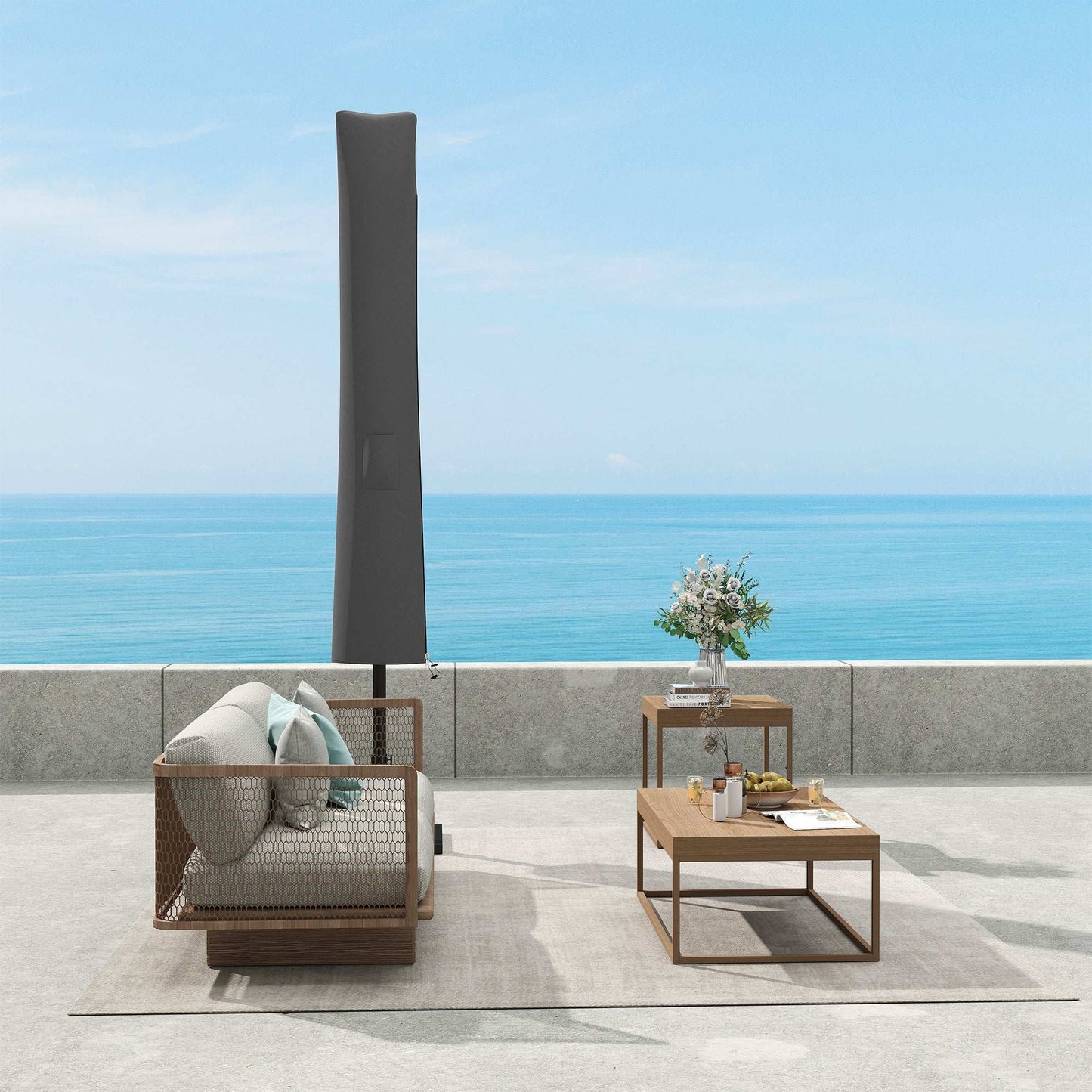 Outsunny Parasol Umbrella Cover - Grey