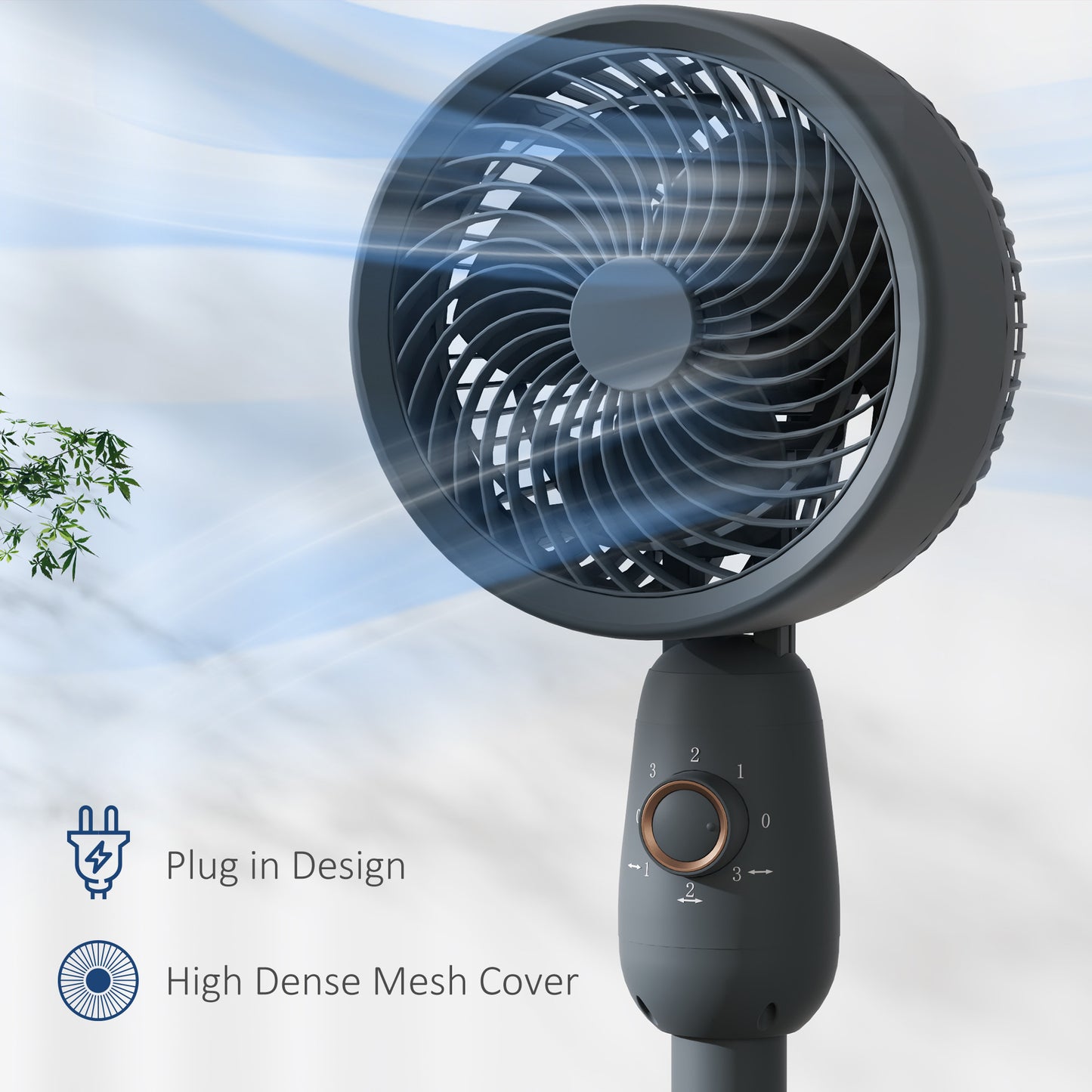 Pedestal Fan, Powerful Air Circulator, 12 Inch Floor Standing Fan with 3 Speed Settings, Oscillating Function for Bedroom, Home and Office