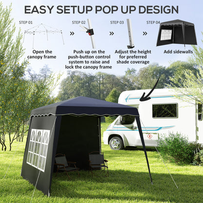 Outsunny 2.4 x 2.4m UV50+ Pop Up Gazebo - Black / Blue
