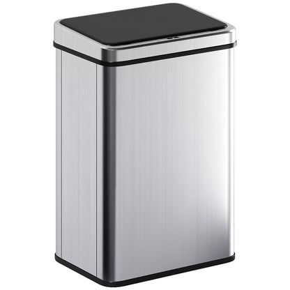 40L Sensor Bin with Quiet Soft-Close Lid, Automatic Touch-less Motion Sensor Kitchen Bin with Fingerprint Resistant Stainless Steel, Silver Tone