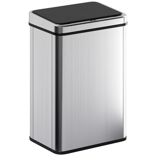 40L Sensor Bin with Quiet Soft-Close Lid, Automatic Touch-less Motion Sensor Kitchen Bin with Fingerprint Resistant Stainless Steel, Silver Tone