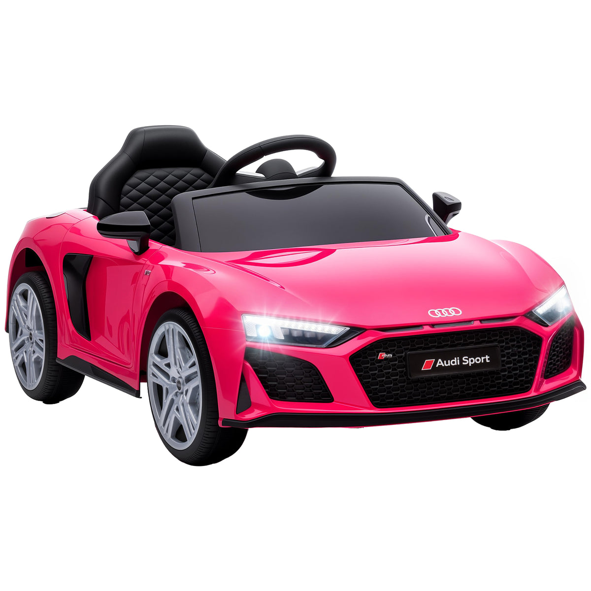 Licensed Audi R8 Spyder 12V Kids Electric Ride-On Car | 2.4G Parent Remote | Dual 12V Motors | Soft Start | Rear Suspension | 2-Point Seatbelt | Music USB Horn | 3-5km/h | 30kg | Ages 3+ | Black / Pink / White