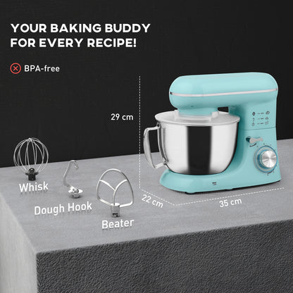 1300W Kitchen Stand Food Mixer Blender with Accessories - Blue / Silver / Beige