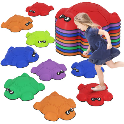 AIYAPLAY 9 Piece Balance Stepping Stones with Non-slip Edge, Indoor Outdoor Obstacle Courses for Kids Ages 3-8 Years, Multicoloured