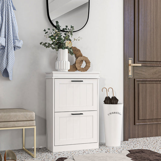 Two-Drawer Minimalistic Shoe Storage Cabinet Cupboard Organiser Holder Rack, for 10 Shoes