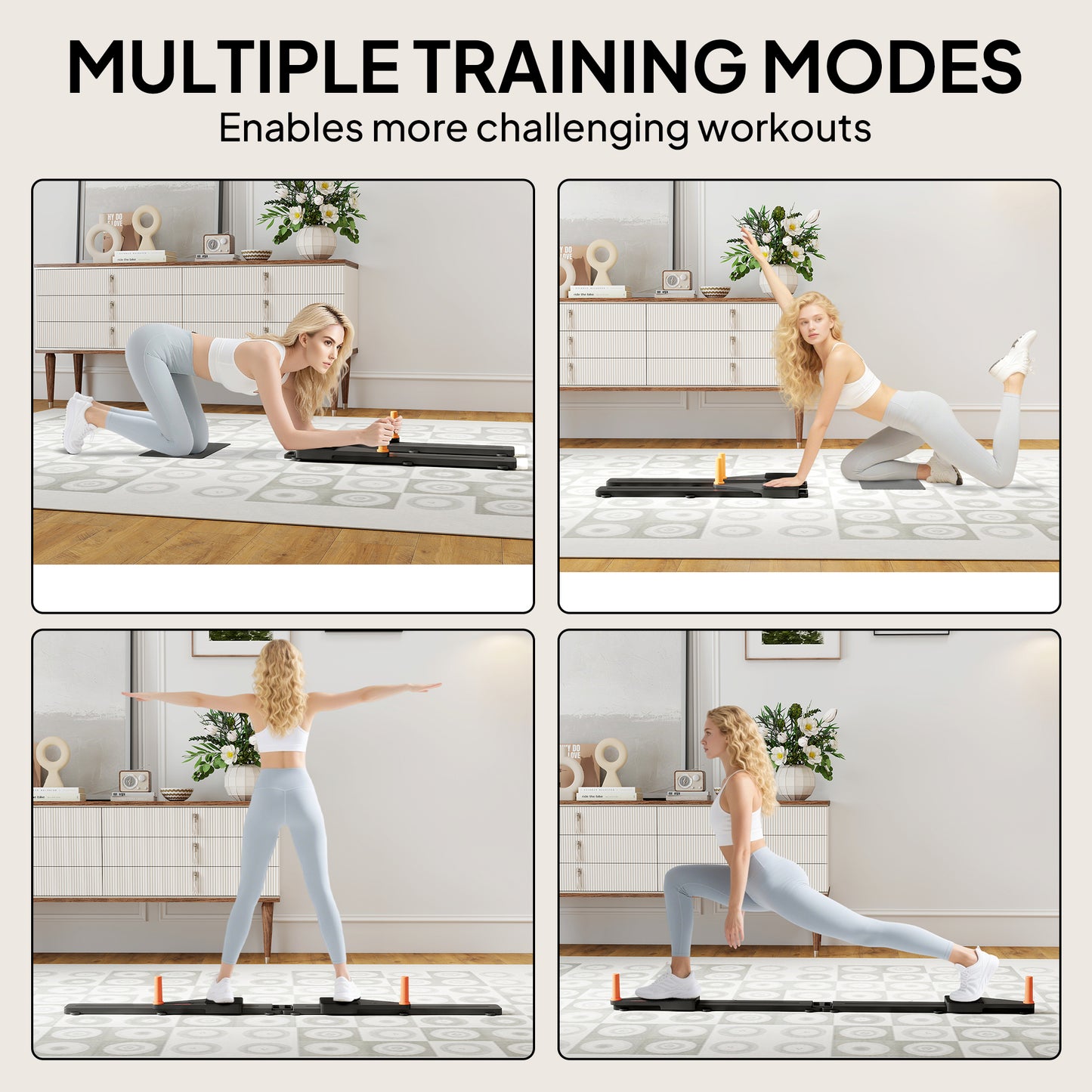 Push Up Board Set of 2, Portable Press Up Board with Dual Glide Rails, Knee Pad, Pushup Stand Pilates Reformer Machine for Home Gym, Multifunctional Workout Equipment