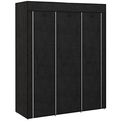 Fabric Wardrobe, Portable Wardrobe, Clothes Storage Unit with 8 Shelves, 2 Hanging Rods, 125 x 43 x 162.5 cm, Black