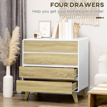 Retro Vintage Style Chest of Four Drawers - Wood-Effect/White