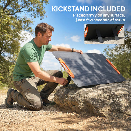 100W Portable Solar Panel, Foldable Solar Charger with USB-A & USB-C Fast Charging Output, IP67 Waterproof for Mobile Phone Power Bank Flashlight Fans Camping Backpacking Hiking