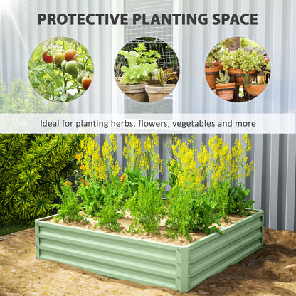 Square Galvanised Steel Raised Garden Bed | 120x120x30cm | Open Base | Slot-Together | Vegetables, Flowers & Herbs | Light Green