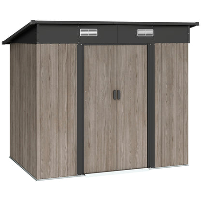 Outsunny Outdoor Garden Storage Shed - Grey Wood Grain