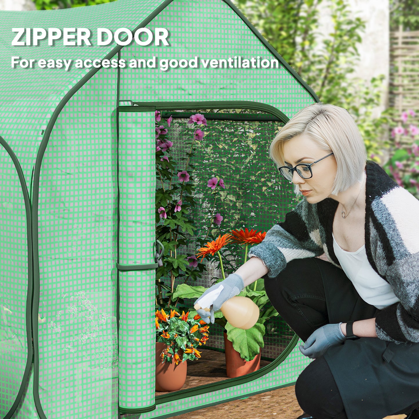 Outsunny 150 x 148cm Pop-Up Greenhouse - Green / White