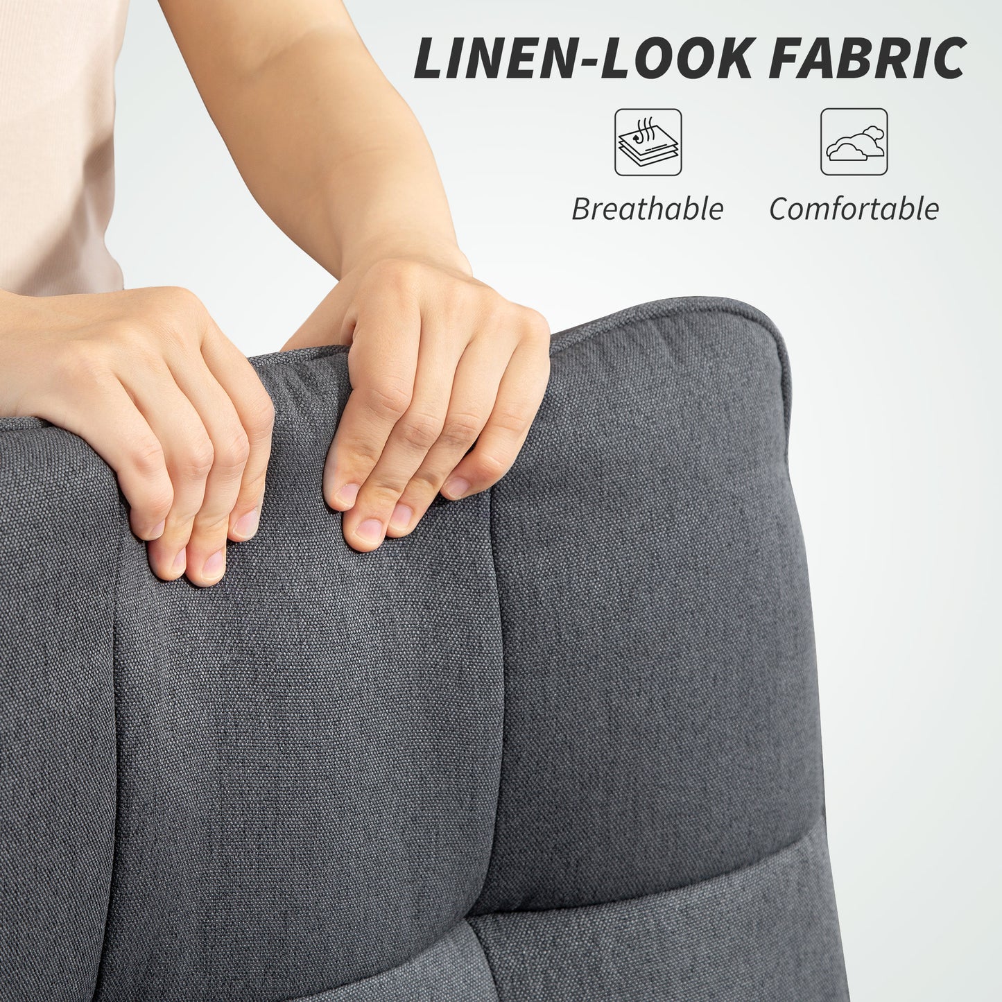 Double Padded Linen-Look Office Chair - Charcoal Grey/ Light Grey