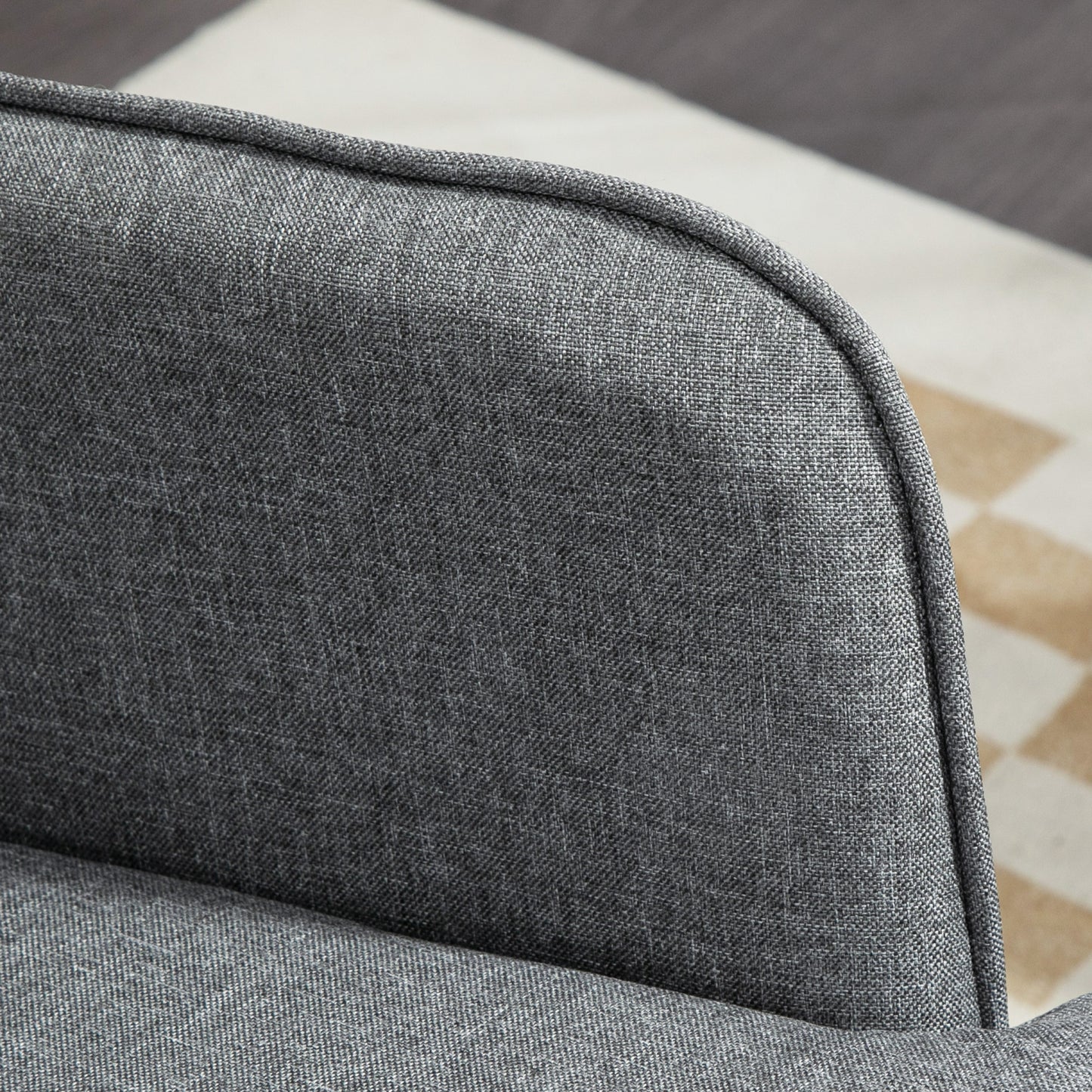 Retro Vintage Style Linen-Look Rocking Chair And Ottoman Set - Grey