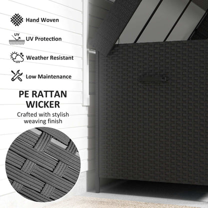 Outsunny 627 L Rattan Outdoor Garden Storage Box - Black