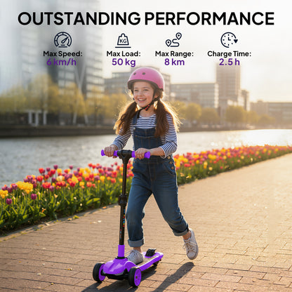 AIYAPLAY Three-Wheel Foldable Electric Scooter for Kids Aged 6-10 Years, Purple / Yellow / Pink / Blue