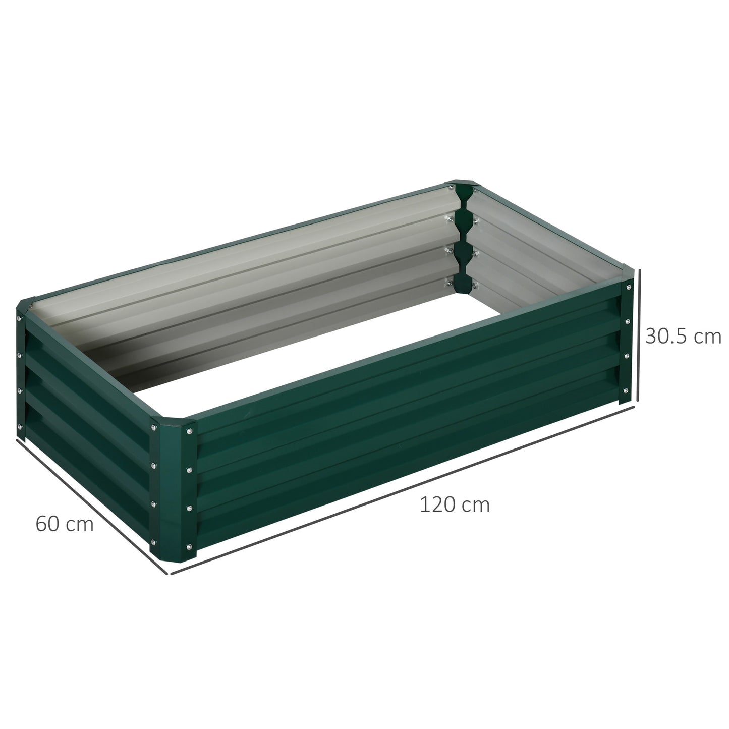 Set of 2 Raised Beds for Garden, Galvanised Outdoor Planters for Herbs Vegetables, Use for Patio Balcony, Green