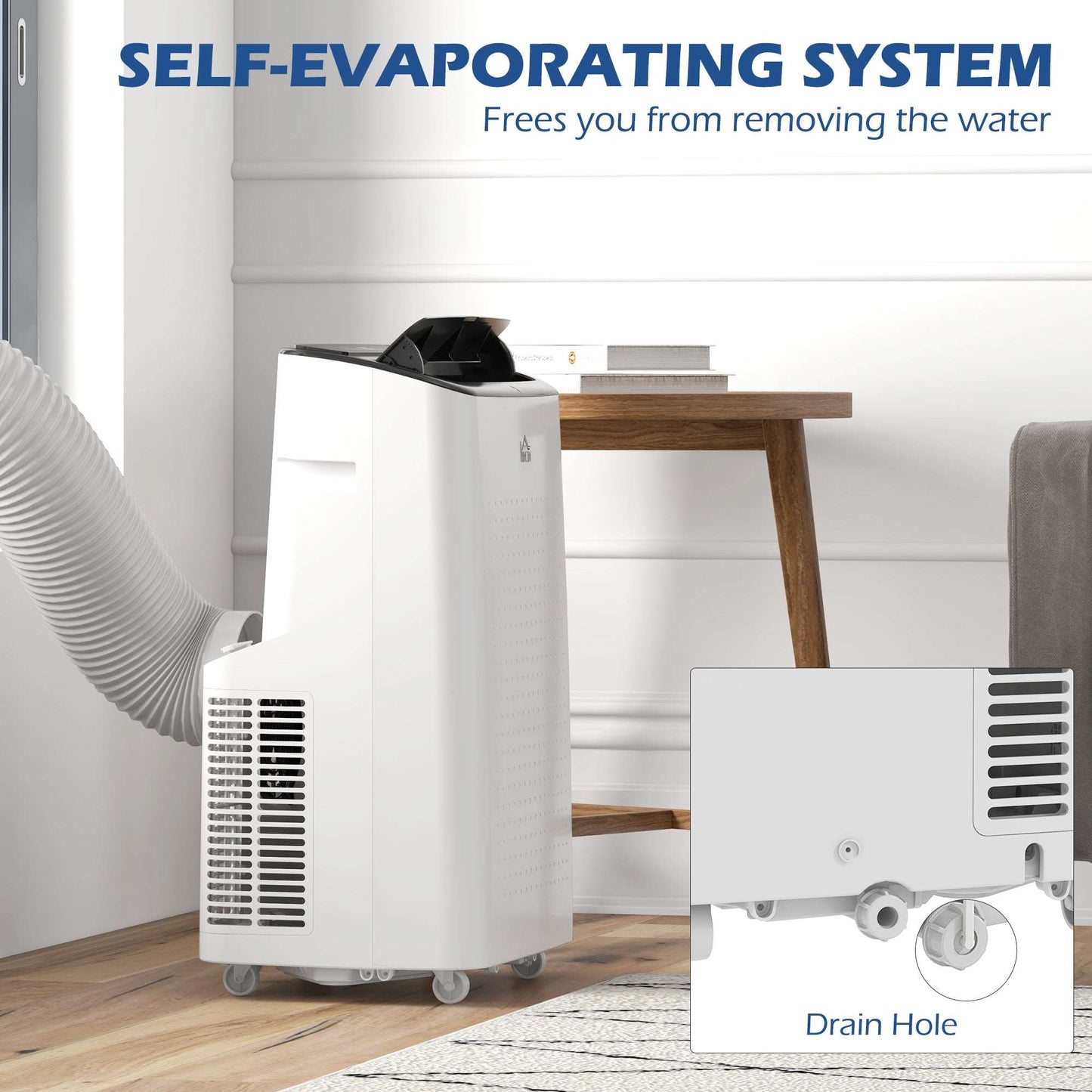 14,000 BTU Mobile Air Conditioner for Room up to 35m², Smart Home WiFi Compatible, with Dehumidifier, Fan, 24H Timer